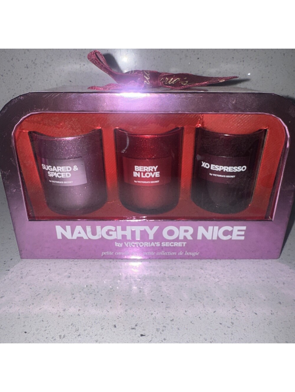 Victoria's Secret Naughty Or Nice Candle Trio Holiday Set Open Box Unused